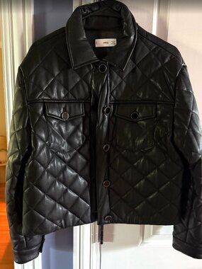 Vegan Leather MNG Quilted Jacket